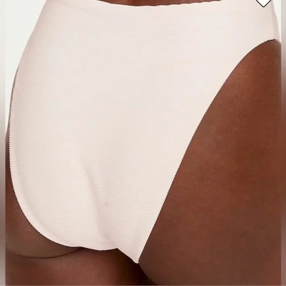 New J. Crew Pink Ribbed High Rise Cheeky Bikini Swim Bathing Suit Bottom Medium